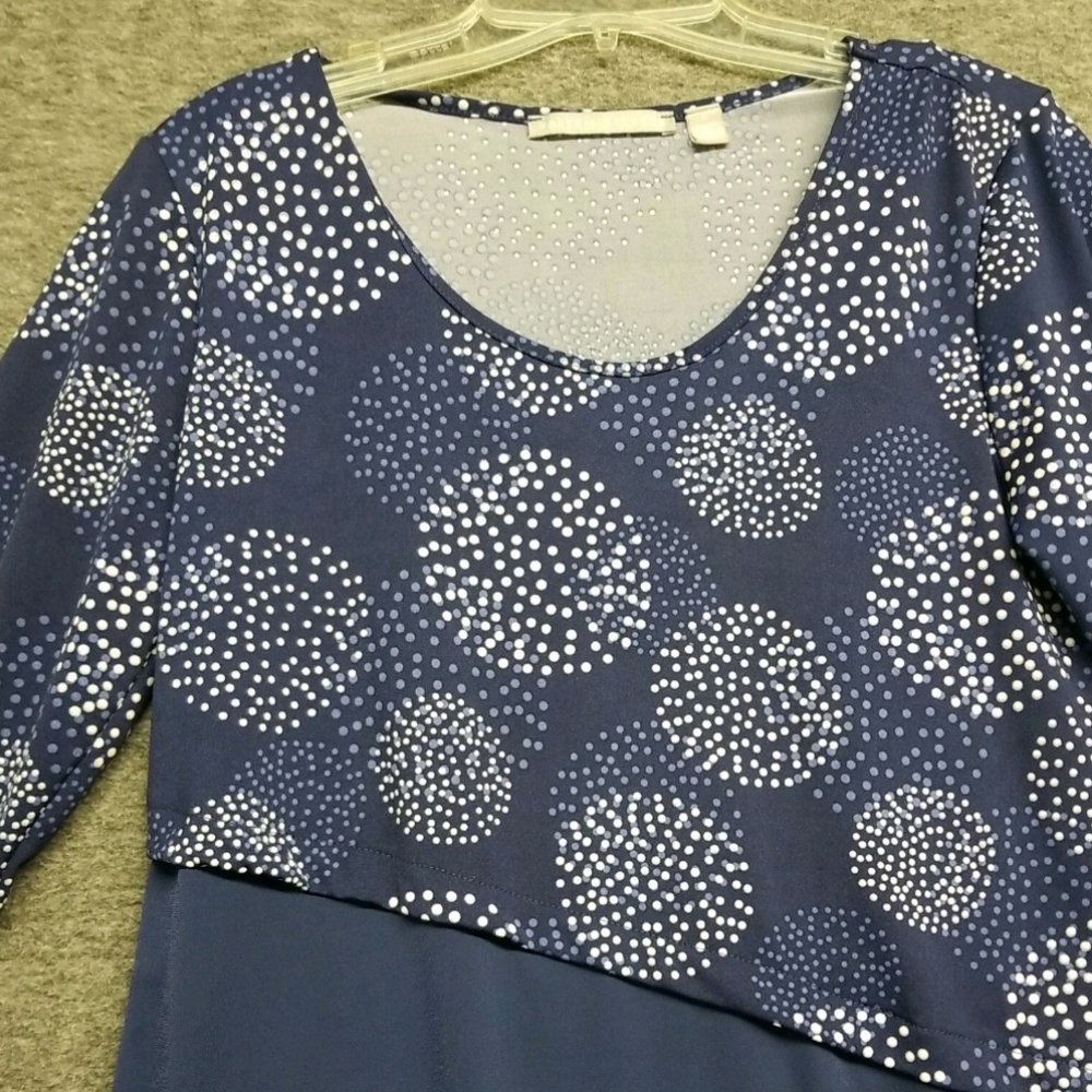 Valerie Stevens Women's Blue, With White Polka Dot, 3/4 Sleeve Size S Top Blouse - Picture 11 of 16